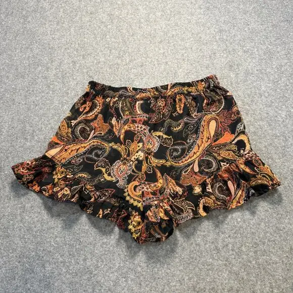 Women's Nasty Gal SHEER Black Paisley Ruffle Hem Shorts Size 8 NEW - Picture 6 of 7